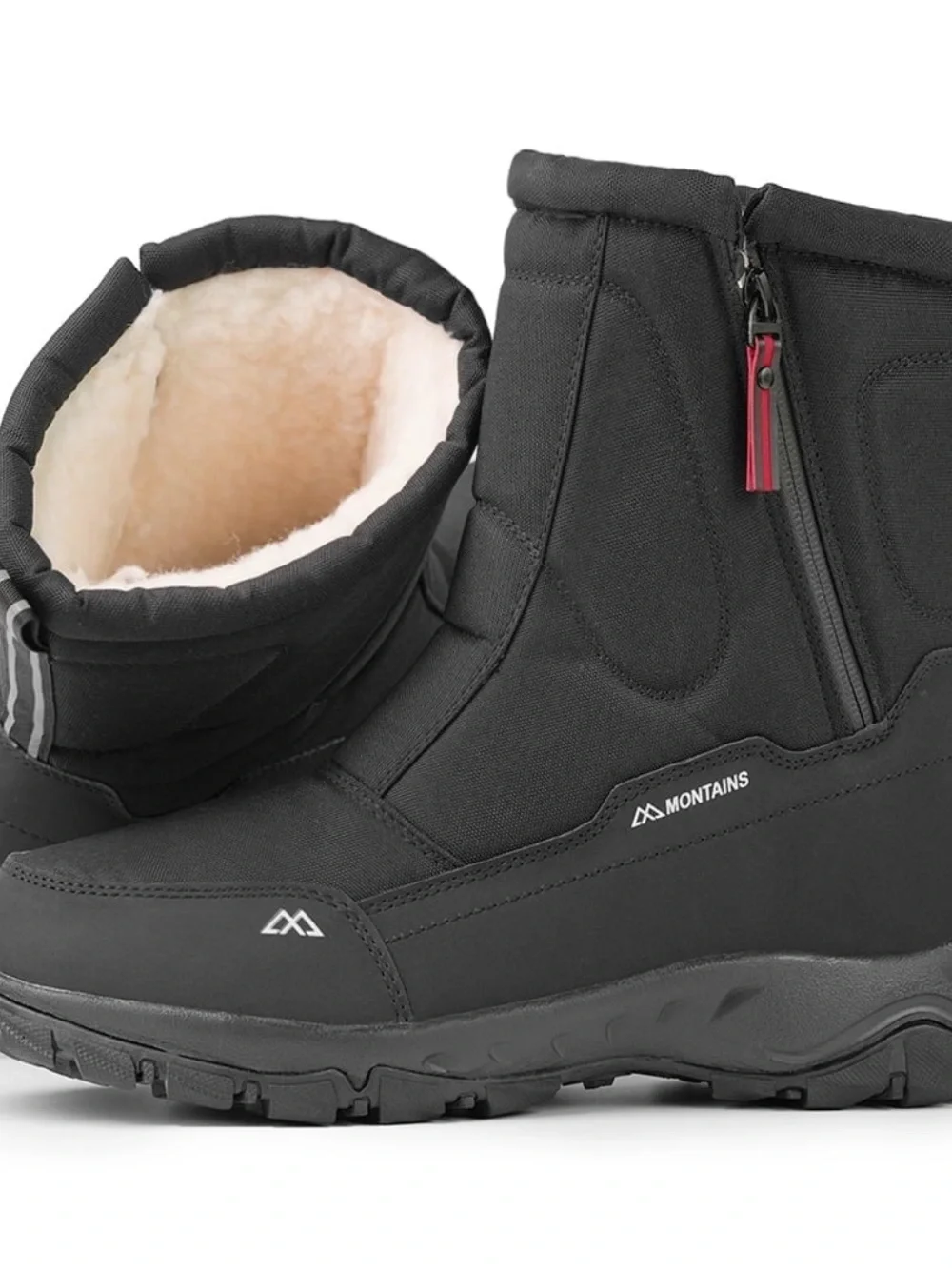 Men's Black Insulated Snow & Rain Boots with Side Zip